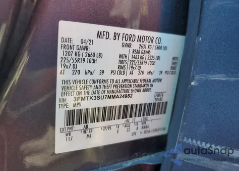 2021 Ford Mustang Mach-E Premium из США, поврежденный, VIN 3FMTK3SU7MMA24982